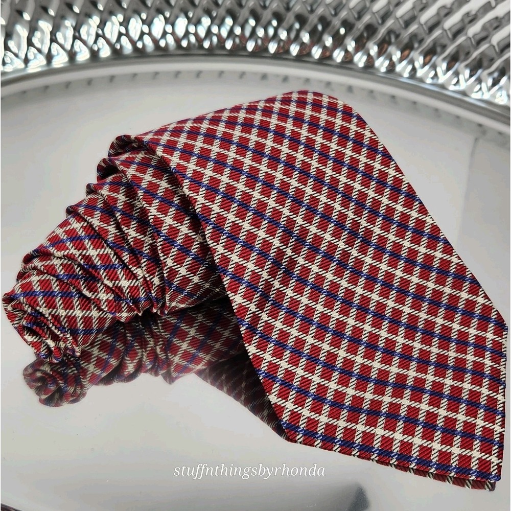 Lauren Ralph Lauren Men's Tie Red, White & Blue Check Pattern 56" x 3½" Necktie